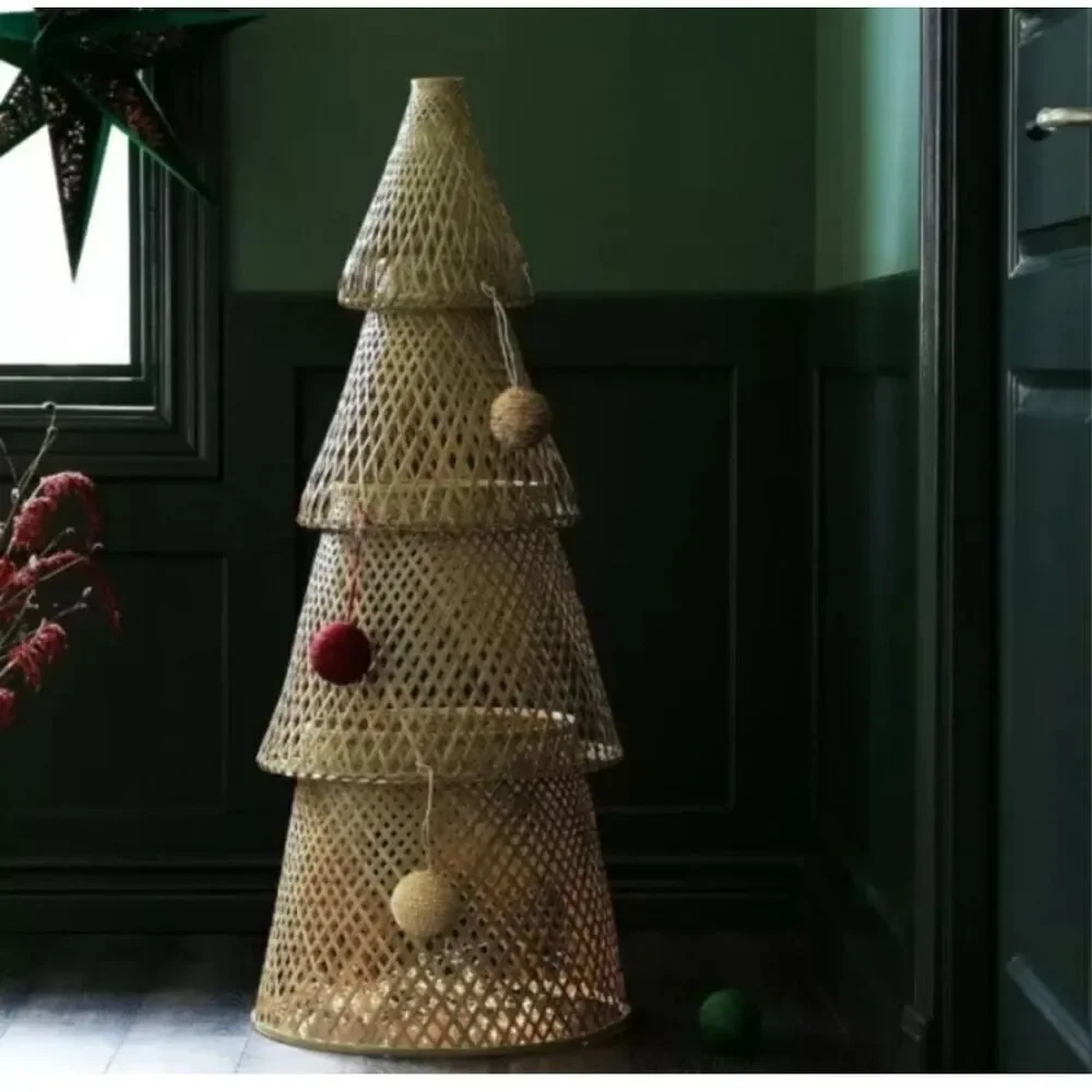 IKEA 2020 Rattan Bamboo Woven Scandinavian Minimalist Christmas Tree 49” x 19.5”